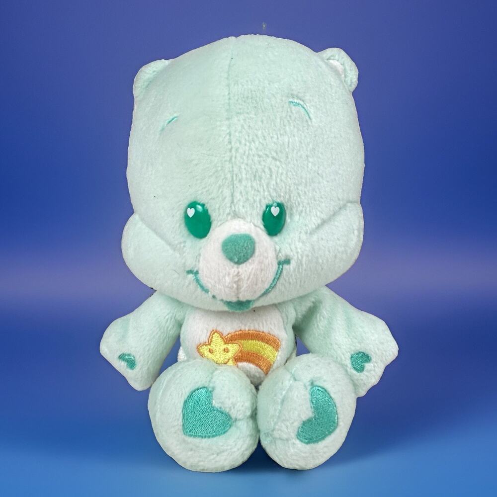 2005 Care Bears Cubs Wish Bear Plush Aqua Shooting Star Diaper 7”